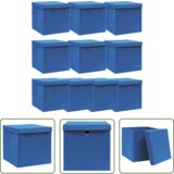 The Living Store škatle za shranjevanje s pokrovi 10 kosov modre 32x32x32 cm - škatla za shranjevanje, (21744959) | Shoptok.si