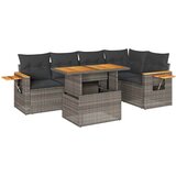  6-dijelni set vrtnih sofa poliratan i bagrem s jastucima sivi | shoptok.hr