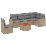 Maison Chic Seti vrtnega pohištva - Vrtna garnitura - Vrtni pohištvo set 7-delna z blazinami bež poli ratan, (21801687) | Shoptok.si