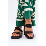 Boto Womens Platform Slippers With Golden Buckles Black Wernone | Shoptok.si