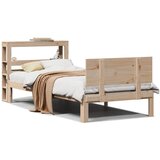 Maison Chic Posteljni okvir - Enojna postelja - Postelja za odrasle z vzglavjem 100x200 cm trdna borovina, (21693595) | Shoptok.si