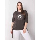 Fashion Hunters Tmavě khaki halenka plus velikosti pro ženy s aplikací | Shoptok.si
