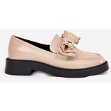 Boto Patented moccasins with bow and decorative brooch beige Leandriel | shoptok.hr