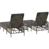  Ležaljka 3 pcs Siva i tamno siva 55 x 200 x 92 cm poliratan | shoptok.hr