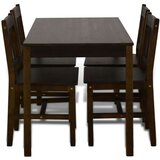  Lesena jedilna miza s 4 stoli rjave barve | Shoptok.si