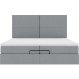 vidaXL Otomanski posteljni okvir z vzmetnicami siv 200x200 cm blago | Shoptok.si