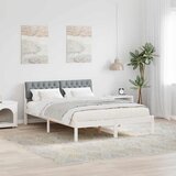 Okvir kreveta s uzglavljem Bijela i svijetlosiva 150 x 200 cm | shoptok.hr