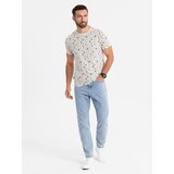 Ombre Printed cotton T-shirt with round neckline - cream | Shoptok.si