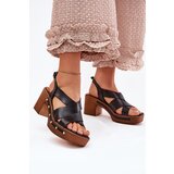 Zazoo Leather Heeled Sandals 1081 Black | ePonuda.com