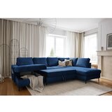 Miuform Tamno plava sklopiva kutna garnitura od samta (s desnim kutom) Lofty Lilly – | shoptok.hr