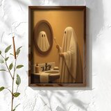 Wallxpert uramljena MDF slika NAL093-46, duh pere zube ispred ogledala u kupatilu, 35,5 x 47 cm | Eponuda.com