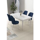 Hanah home Nil - White, Navy Blue WhiteNavy Blue Dining Table & Chairs Set (5 Pieces) | ePonuda.com