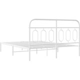 vidaXL Kovinski posteljni okvir z vzglavjem bel 140x200 cm | Shoptok.si