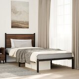 Maison Chic Kovinski Posteljni okvir - Enojna postelja - Postelja za odrasle brez vzmetnice rjavi hrast 100x200 cm, (21695654) | Shoptok.si