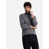 Ombre One color men's knitted turtleneck with viscose - grey melange Cijene