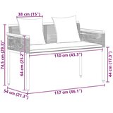  Zunanja klop z blazino Črna 117 x 54 x 74.5 cm poli ratan, (5000272961) | Shoptok.si
