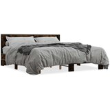  Posteljni okvir dimljeni hrast 200x200 cm inž. les in kovina | Shoptok.si