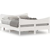 vidaXL Posteljni okvir z vzglavjem bel 135x190 cm trdna borovina Cene