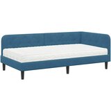 vidaXL Kotna postelja z vzmetnico z vzglavjem Modra 90 x 190 cm Žamet, (5000106609) | Shoptok.si