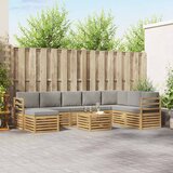  Set vanjskih sofa 9 kom. Bijela i svjetlosiva Poliester | shoptok.hr