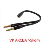 Gembird 3.5 mm 4-pin socket to 2 x 3.5 mm stereo Headphone Mic Audio Y Splitter adapter cable, black CCA-418A | Eponuda.com