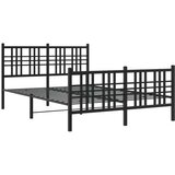 vidaXL Kovinski posteljni okvir z vzglavjem in vznožjem črn 120x190 cm | Shoptok.si