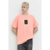 Volcom Bombažna kratka majica x ARTHUR LONGO moška, roza barva
