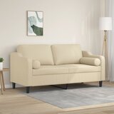  The Living Store Kavč dvosed z blazinami krem 140 cm blago - Kavč Dvosed, (21448016) Cene