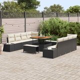  Sjedeća garnitura za vrt Crna 264 x 62 x 85 cm Poli ratan | shoptok.hr