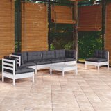 Maison Chic Seti vrtnega pohištva - Vrtna garnitura - Vrtni pohištvo set 7-delna z blazinami trdna borovina, (21802052) | Shoptok.si