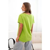 Kesi Włoski Women's cotton blouse with V-neckline and short sleeves green | shoptok.hr