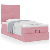 vidaXL Otomanski posteljni okvir z vzmetnicami roza 90x200cm žamet | Shoptok.si