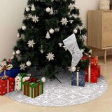 vidaXL Luksuzna podloga za božićno drvce s čarapom bijela 122 cm | shoptok.hr