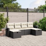 Maison Chic Seti vrtnega pohištva - Vrtna garnitura - Vrtni pohištvo set 6-delna z blazinami črna poli ratan, (21807792) | Shoptok.si