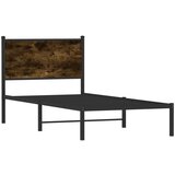 vidaXL Metalni okvir kreveta s uzglavljem boja hrasta 90 x 190 cm | shoptok.hr