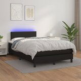 The Living Store Box spring postelja z vzmetnico LED črna 120x200cm umetno usnje - Box Spring Postelja, (21517310) Cene