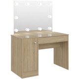 vidaXL Toaletna mizica z LED lučkami 110x55x145 cm MDF hrast | Shoptok.si