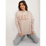 Fashion Hunters Beige sweatshirt with colorful lettering