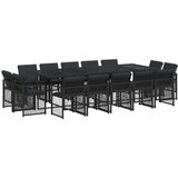 vidaXL 15-dijelni vrtni blagovaonski set s jastucima poliratan crni | shoptok.hr