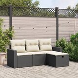 Maison Chic Seti vrtnega pohištva - Vrtna garnitura - Vrtni pohištvo set 4-delna z blazinami črna poli ratan, (21809338) | Shoptok.si