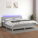  Box spring postelja z vzmetnico LED sv. siva 200x200 cm blago, (20727089) Cene