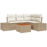 vidaXL Vrtni kavč set Set 5 Bež in krem Poli ratan, poliester, jeklo, (22091789) | Shoptok.si