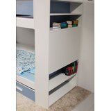 Molarem Home Drveni dječji krevet na kat Gaspar s ladicom i policom - bijeli - svijetlo drvo - 200x90 cm - Madrac PE pjena 8 cm-spužvasti madrac | shoptok.hr