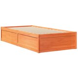  The Living Store Posteljni okvir brez vzmetnice voščeno rjav 75x190 cm borovina - Posteljni Okvir, (21497417) | Shoptok.si