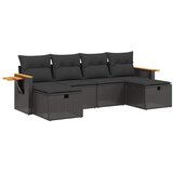  6-dijelni set vrtnih sofa s jastucima crni od poliratana Crna 61.5 x 62 x 69 cm | shoptok.hr