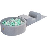 MeowBaby Penové igrišče 3 elementi s bazenom H30cm, svetlo siva, 200 kroglic: Bela/siva/metina, (20739860) | Shoptok.si