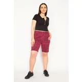 Şans Women's Plus Size Fujya 5 Pocket Patterned Jean Shorts