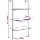  Naslanjajuća polica s 3 razine crna 64 x 35 x 120,5 cm | Eponuda.ba