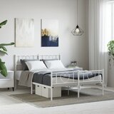vidaXL Kovinski posteljni okvir z vzglavjem in vznožjem bel 160x200 cm Cene