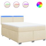 vidaXL Box spring postelja z vzmetnico krem 160x200 cm blago, (21310951) | Shoptok.si